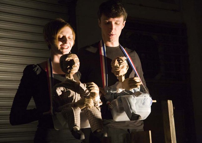 Sibyl O’Malley, at the Nov. 4 Exchange Rate election night event in Los Angeles, presented a puppet show of her script “Bull,” directed by Caitlin Lainoff with sound design by Kari Rae Seekins